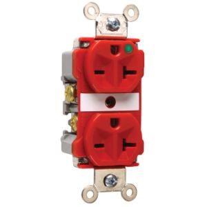 PASS AND SEYMOUR 8800-RED Extra Heavy Duty Duplex Receptacle, Hospital Grade, 20A, 250V, Red | CH4DAW