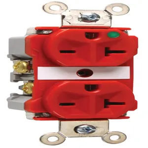 PASS AND SEYMOUR 8800-RED Extra Heavy Duty Duplex Receptacle, Hospital Grade, 20A, 250V, Red | CH4DAW