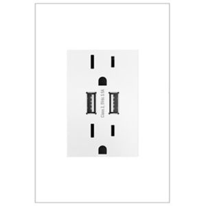 PASS AND SEYMOUR ARTRUSB153W4 USB Charger Receptacle, Dual USB Outlet | CH4ANQ