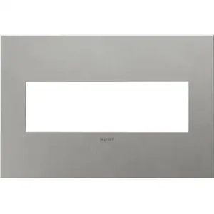 PASS AND SEYMOUR AWC3G-BS4 Wall Plate, Brushed Stainless Steel, 3 Gang, Screwless | CH4AMY