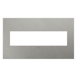 PASS AND SEYMOUR AWC4G-BS4 Wall Plate, Brushed Stainless Steel, 4 Gang, Screwless | CH4AMV
