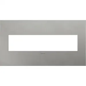 PASS AND SEYMOUR AWC4G-BS4 Wall Plate, Brushed Stainless Steel, 4 Gang, Screwless | CH4AMV