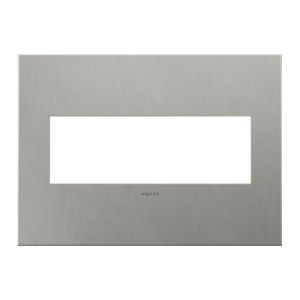 PASS AND SEYMOUR AWM3G-MS4 Wall Plate, Brushed Stainless, 3 Gang, Screwless | CH4ANA