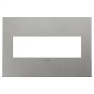 PASS AND SEYMOUR AWM3G-MS4 Wall Plate, Brushed Stainless, 3 Gang, Screwless | CH4ANA