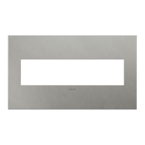 PASS AND SEYMOUR AWM4G-MS4 Wall Plate, Brushed Stainless, 4 Gang, Screwless | CH4AMR