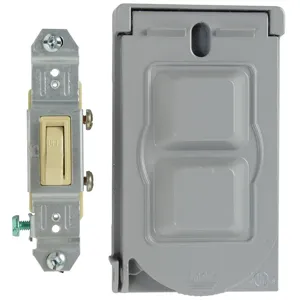 PASS AND SEYMOUR CA1-GS Cast Weatherproof Cover, 1 Pole Toggle Switch, Gray | CH4BMM