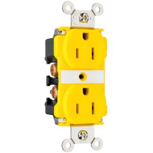 PASS AND SEYMOUR CR6200 Extra Heavy Duty Duplex Receptacle, Spec Grade, 15A, 125V, Yellow | CH4EDG