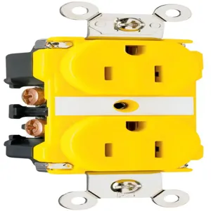 PASS AND SEYMOUR CR6200 Extra Heavy Duty Duplex Receptacle, Spec Grade, 15A, 125V, Yellow | CH4EDG