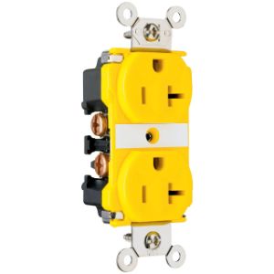 PASS AND SEYMOUR CR6300 Extra Heavy Duty Duplex Receptacle, Spec Grade, 20A, 125V, Yellow | CH4EDH
