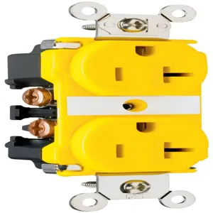 PASS AND SEYMOUR CR6300 Extra Heavy Duty Duplex Receptacle, Spec Grade, 20A, 125V, Yellow | CH4EDH