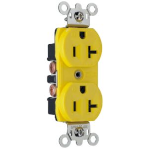 PASS AND SEYMOUR CR6307 Duplex Receptacle, Corrosion, Dust And Moisture Resistant, 20A, 125V, Yellow | CH4CFF