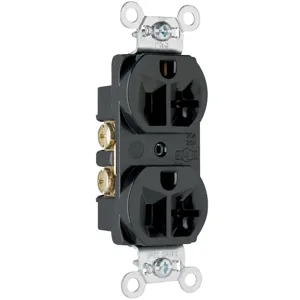 PASS AND SEYMOUR CRB5362-BK Duplex Receptacle, Spec Grade, 20A, 125V, Black | CH3ZHB