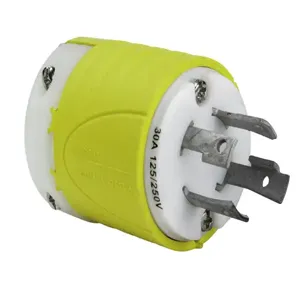 PASS AND SEYMOUR CRL1430-P Locking Plug, 30A, 125V, Yellow Back, White Front Body | CH3ZWA