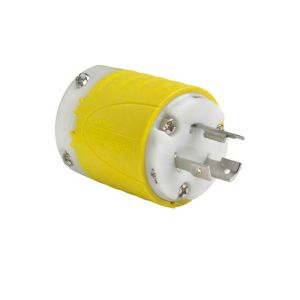 PASS AND SEYMOUR CRL520-P Locking Plug, 20A, 125V, Yellow Back, White Front Body | CH3ZGJ