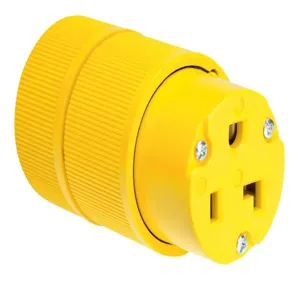 PASS AND SEYMOUR D0533 Connector, Gator Grip, Yellow, 125V, Double Pole, 10-18 Awg | CH4DEW