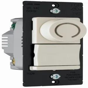 PASS AND SEYMOUR DR703P-LAV Decorator Rotary Dimmer, 120V, Light Almond | CH4CPW