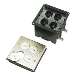 PASS AND SEYMOUR FB2-TR-DR2-N Floor Box Assembly, Tamper Resistant, 2 Gang | CH4LHA