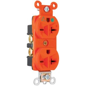 PASS AND SEYMOUR IG8800 Isolierte Erdungssteckdose, rückseitiges und seitliches Kabel, 20 A, 250 V, Orange | CH4EKR