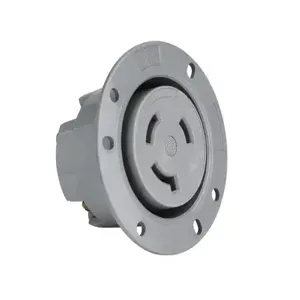 PASS AND SEYMOUR L1230-FO Flanged Outlet, 30A, Gray, 480V, 3 Wire | CH3ZVN