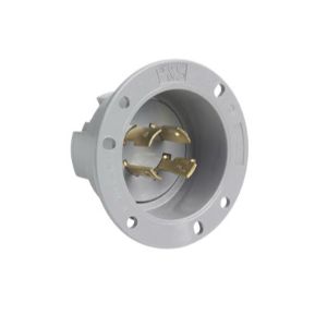 PASS AND SEYMOUR L1620-FI Flanged Inlet, 20A, 480V, Gray | CH3ZDT