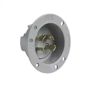 PASS AND SEYMOUR L1620-FI Flanged Inlet, 20A, 480V, Gray | CH3ZDT