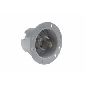 PASS AND SEYMOUR L1630-FI Flanged Inlet, 30A, 480V, Gray | CH3ZWL