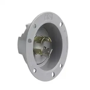 PASS AND SEYMOUR L1920-FI Flanged Inlet, 20A, 277V, Gray | CH3ZEA