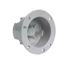 PASS AND SEYMOUR L1920-FO Flanged Outlet, 20A, Gray, 277V, 4 Wire | CH3ZEB