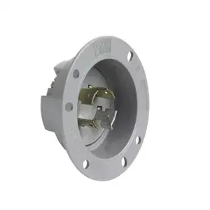 PASS AND SEYMOUR L2020-FI Flanged Inlet, 20A, 347V, Gray | CH3ZED