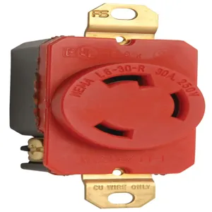 PASS AND SEYMOUR L620-RR Single Locking Receptacle, 20A, Red, | CH3ZFF