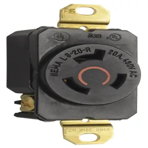 PASS AND SEYMOUR L820-R Single Locking Receptacle, 20A, 480V | CH3ZFM