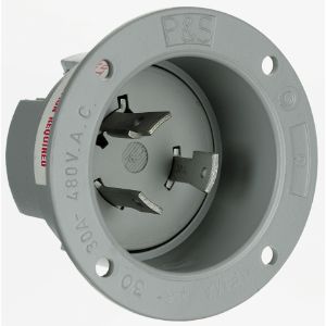 PASS AND SEYMOUR L830-FI Flanged Inlet, 30A, 480V, Gray | CH3ZYK