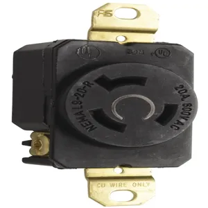 PASS AND SEYMOUR L920-R Single Locking Receptacle, 20A, 600V | CH3ZFR