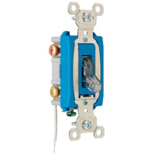 PASS AND SEYMOUR PS15AC3-CPL Toggle Switch, Lighted When On, Clear, 120V, 15A, 120/277VAC, 3 Way | CH4EGM