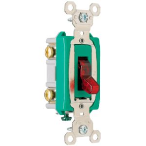 PASS AND SEYMOUR PS30AC2-RPL Toggle Switch, Lighted When On, Red, 120V, 30A, 120/277VAC, Double Pole | CH4EGU