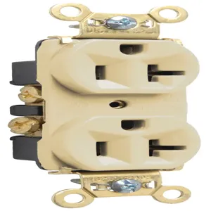 PASS AND SEYMOUR PS5362-I Heavy Duty Duplex Receptacle, Spec Grade, 20A, 125V, Ivory | CH4DTW