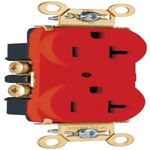 PASS AND SEYMOUR PS5362-RED Heavy Duty Duplex Receptacle, Spec Grade, 20A, 125V, Red | CH4DTY