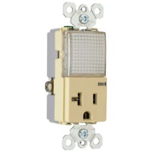 PASS AND SEYMOUR PS8-HWLLA Single Receptacle, Hallway Light, 20A, 120/125VAC, Light Almond | CH4KCQ