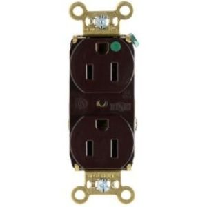 PASS AND SEYMOUR PS8200-HS Heavy Duty Duplex Receptacle, Hospital Grade, Smooth Face, 15A, 125V, Brown | CH4DRU