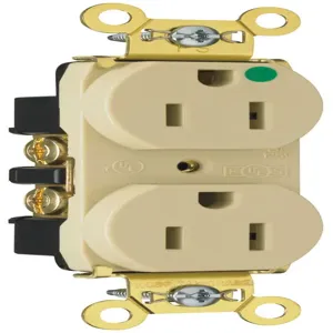 PASS AND SEYMOUR PS8200-HSLA Duplex Receptacle, Hospital Grade, Smooth Face, 15A, 125V, Light Almond | CH4DRX