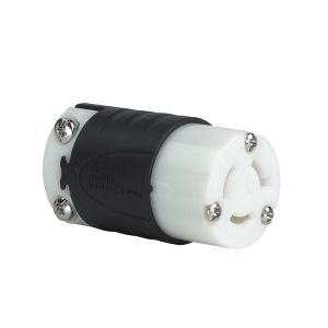 PASS AND SEYMOUR PSL615-C Locking Connector, 15A, 250V, Black Back, White Front | CH3YRA