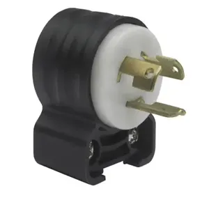 PASS AND SEYMOUR PSL615-PAN Angle Plug, 15A, 250V, 3 Phase, Black/White Body | CH3YQJ