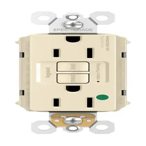 PASS AND SEYMOUR PT1597-HGLA GFCI Receptacle, Hospital Grade, 15A, 125V, Light Almond | CH4HBJ