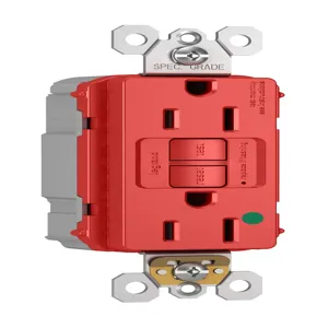 PASS AND SEYMOUR PT1597-HGRED GFCI Receptacle, Hospital Grade, 15A, 125V, Red | CH4HBK