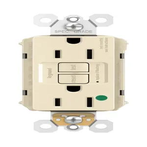 PASS AND SEYMOUR PT1597-HGTRLA GFCI Receptacle, Hospital Grade, Tamper Resistant, 15A, 125V, Light Almond | CH4HBW