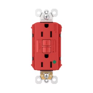 PASS AND SEYMOUR PT1597-HGTRRED GFCI Receptacle, Hospital Grade, Tamper Resistant, 15A, 125V, Red | CH4HBX