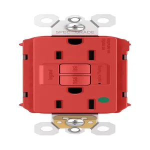 PASS AND SEYMOUR PT1597-HGTRRED GFCI Receptacle, Hospital Grade, Tamper Resistant, 15A, 125V, Red | CH4HBX