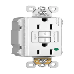 PASS AND SEYMOUR PT1597-HGTRW GFCI Receptacle, Hospital Grade, Tamper Resistant, 15A, 125V, White | CH4HBY