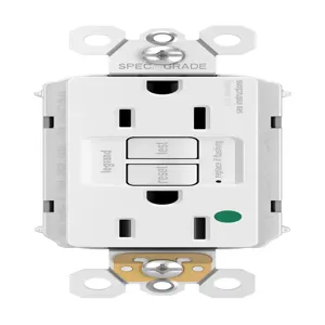 PASS AND SEYMOUR PT1597-HGW GFCI Receptacle, Hospital Grade, 15A, 125V, White | CH4HBL