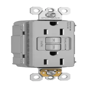 PASS AND SEYMOUR PT1597-GRY GFCI Receptacle, 15A, 125V, Gray | CH4HGV